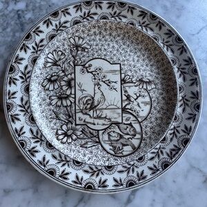 Antique Victorian Ridgway Devonshire 1885 brown transferware plate, England